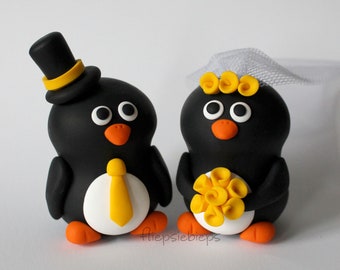 Custom Wedding Penguin Cake Topper