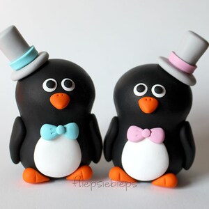 Custom Wedding Penguin Cake Topper image 7