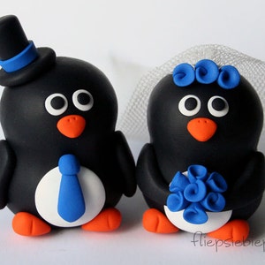 Custom Wedding Penguin Cake Topper image 3