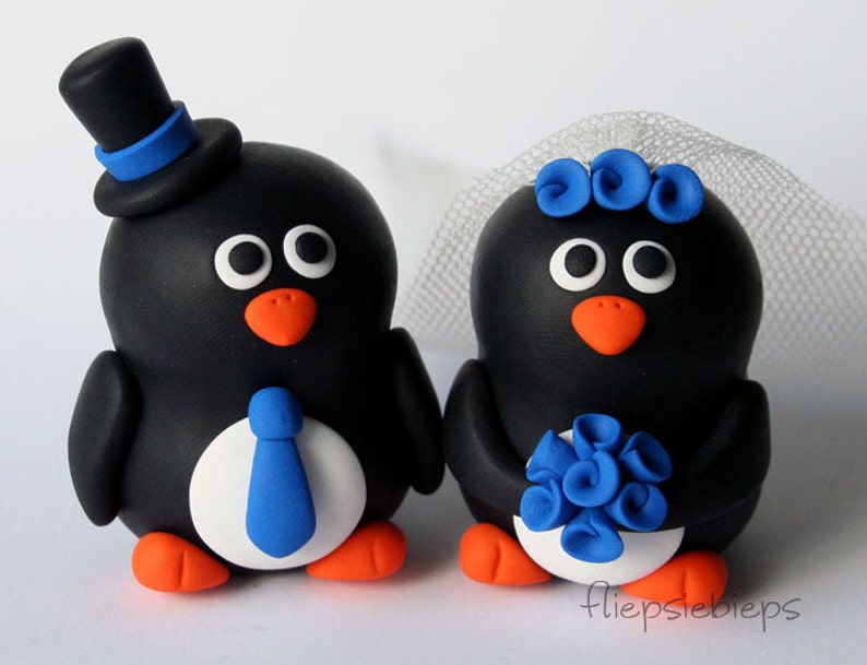 Custom Wedding Penguin Cake Topper image 3