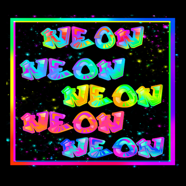 Graphic Neon Lettering for T-shirts, Flyers, invitations, and stickers -25 PNGs/on 2 zip drives.