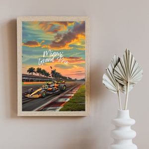Poster, Print, Wall art, Lando Norris, Miami, F1 Racing Poster, Motorsport Wall Art, Formula 1 Decor, Grand Prix, Gifts for him
