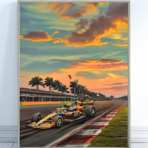 Poster, Print, Wall art, Lando Norris, Miami, F1 Racing Poster, Motorsport Wall Art, Formula 1 Decor, Grand Prix, Gifts for him