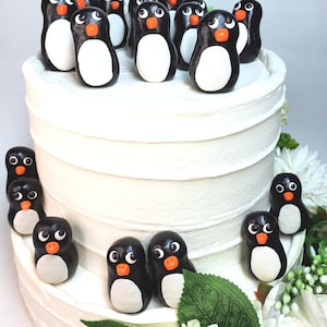 Mini sculptures de pingouins - Lot de 6, pingouins de poche porte-bonheur faits main