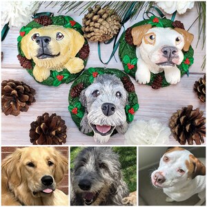 Custom Pet Ornament, Personalized Christmas Wreath Dog or Cat Ornament image 4