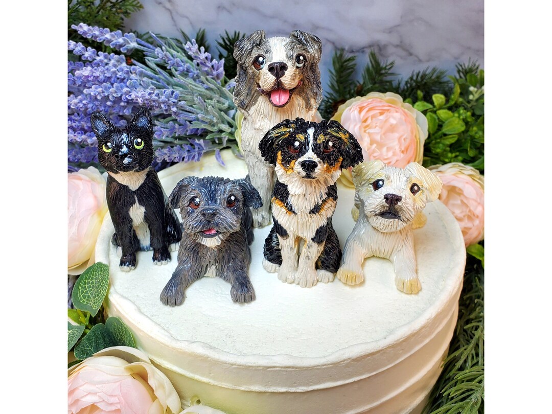 Custom Pet Sculpture Wedding Cake Topper: Handmade Clay Dog Figurine - Etsy