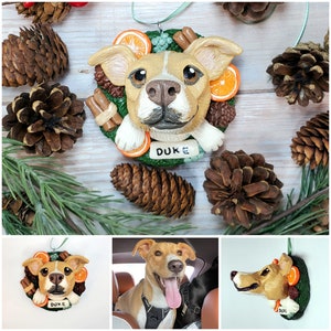 Custom Pet Ornament, Personalized Christmas Wreath Dog or Cat Ornament image 7