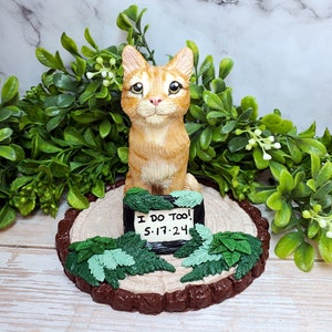 Personalized Cat Wedding Cake Topper: Handmade Clay Pet Portrait