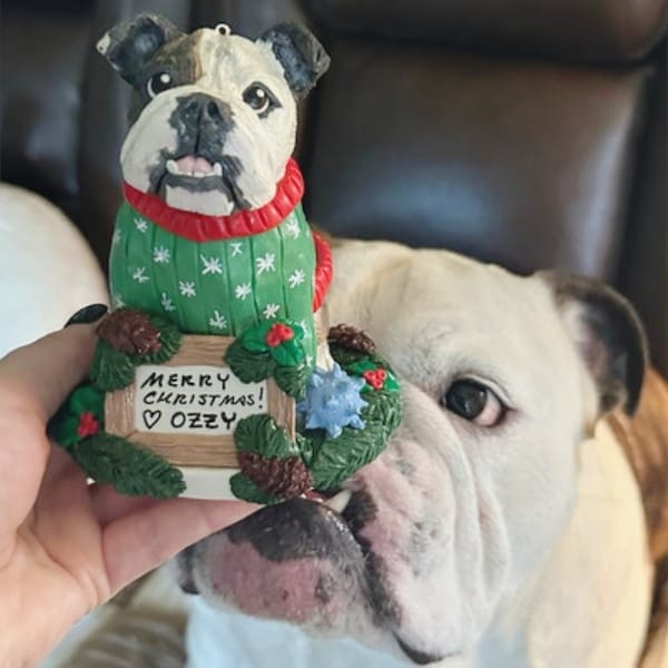 Custom Dog Ornament, Handmade Personalized Gift Figurine for Dog Lovers, Pet Portrait Clay Ornament