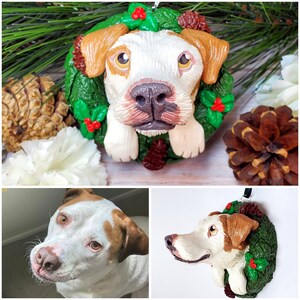 Custom Pet Ornament, Personalized Christmas Wreath Dog or Cat Ornament image 9