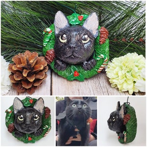 Custom Pet Ornament, Personalized Christmas Wreath Dog or Cat Ornament image 6