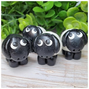 Handmade Mini Sheep Figurines: Farmhouse Decor Clay Art - Set of 4