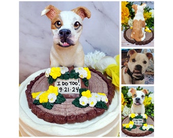 Custom Pet Sculpture Wedding Cake Topper - 3 Inch