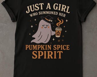 Pumpkin Spice Ghost T-Shirt - Spooky Coffee Lover Fall Tee