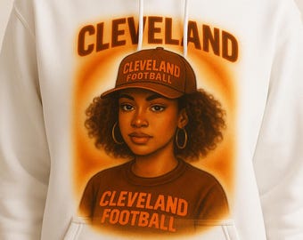 Cleveland Football Girl Art Print: Retro Sepia Portrait (Digital Download)