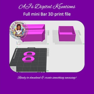 Archivo STL para minibar: Portavasos integrados - Estantes flotantes incluidos (descarga digital)