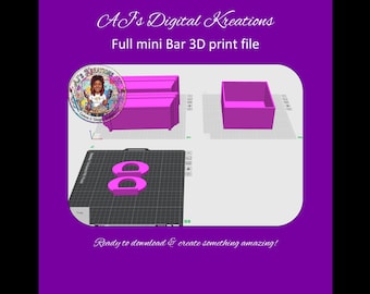 Mini Bar STL File: Built-In Shot Glass Holders - Floating Shelves included (digital download)