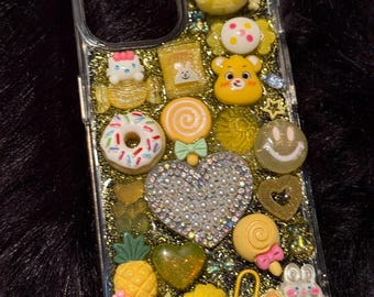 Handmade Kawaii Junk iPhone 15 Case Glitter Charms & Bling
