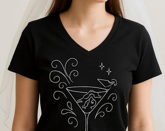Minimalist Martini Glass Line Art Print: Elegant Cocktail Illustration (Digital Download)