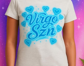 Virgo Zodiac Tee: Vibrant Airbrush Design - Astrology Shirt
