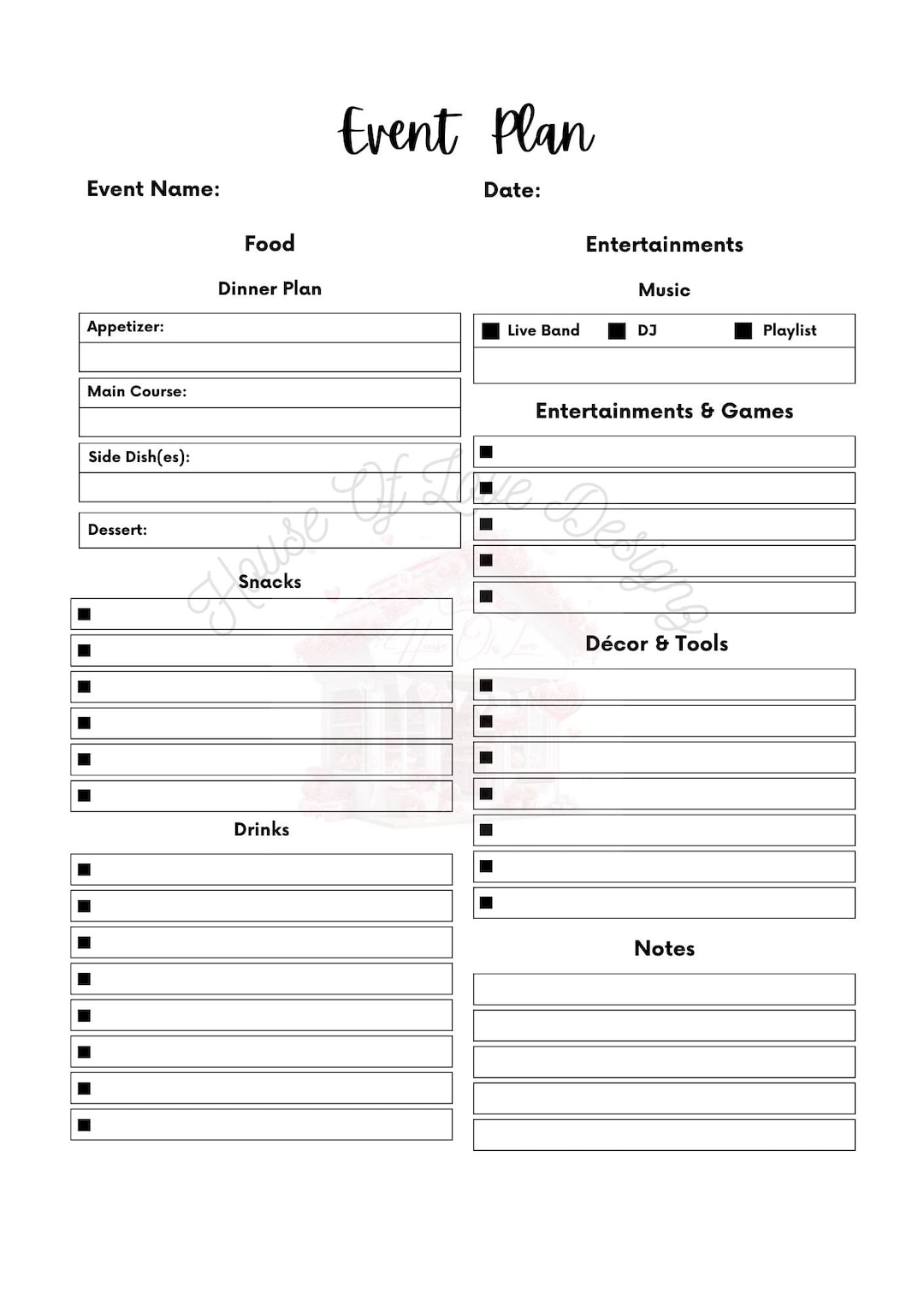 Event Planner Insert - Etsy
