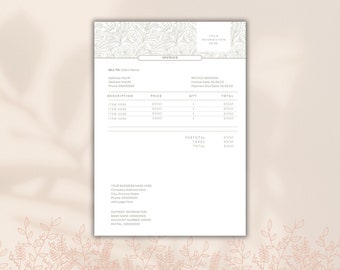 Editable Invoice Template Business Invoice Photography Invoice CANVA Invoice Wedding