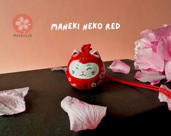 Sleutelhanger Maneki Neko: Japanse Lucky Cat-bedel met belletje
