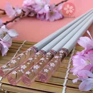 Sakura Stäbchen Kristall Klar Stäbchen Einfassung Fuji Glückskatze Maneki Neko Stäbchen Kirschblüte Japan Sushi Kawaii Geschenk Handgemacht