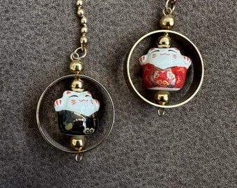 Maneki Neko Pendant, Lucky Charm Pendant, Cat Pendant Car, Car Accessories, Car Lucky Charm, Cat Lucky Charm, Japanese Lucky Cat