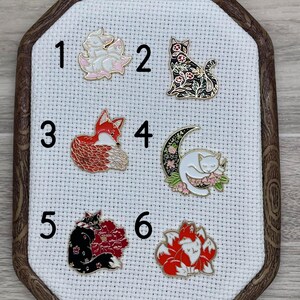 Fox and Cat Floral Needle Minders