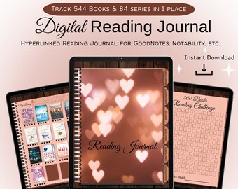 Digital Reading Journal, Portrait Reading Journal, Undated Book Tracker, Reading Tracker, Book Reading Journal, Log for Goodnotes on Ipad