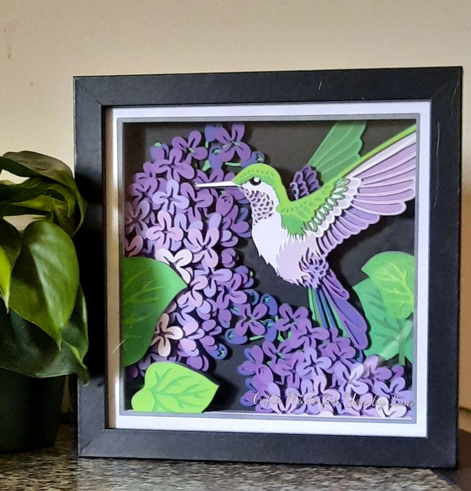 Hummingbird Lilacs 3D Layered Shadow Box Wall Art Housewarming Gift ...