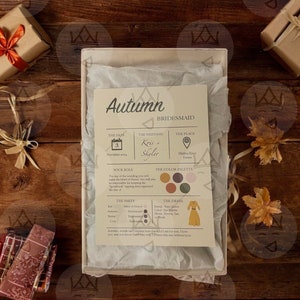 Caja de propuesta de boda personalizada con información para dama de honor, padrino, madrina y padrino de boda