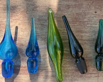 Vintage Hand Blown Glass Stoppers - Various Styles and Sizes - Sold Separately