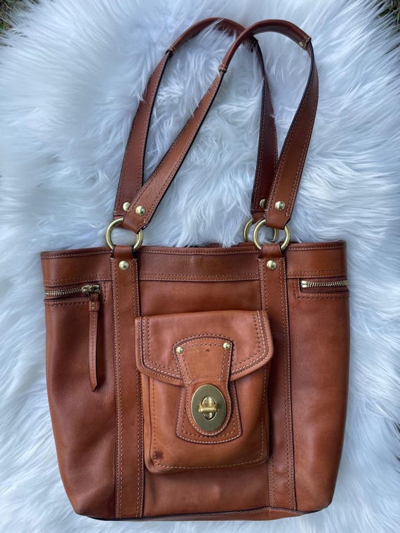 Vintage Coach 65th Anniversary Gigi Tote in Whiskey With Brass