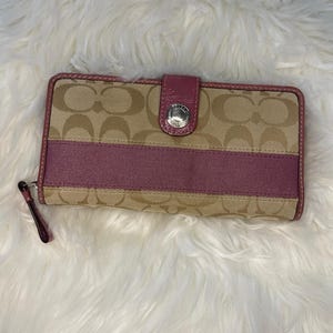 Coach Signature  Zip Wallet with Pink Leather and Pink Interior