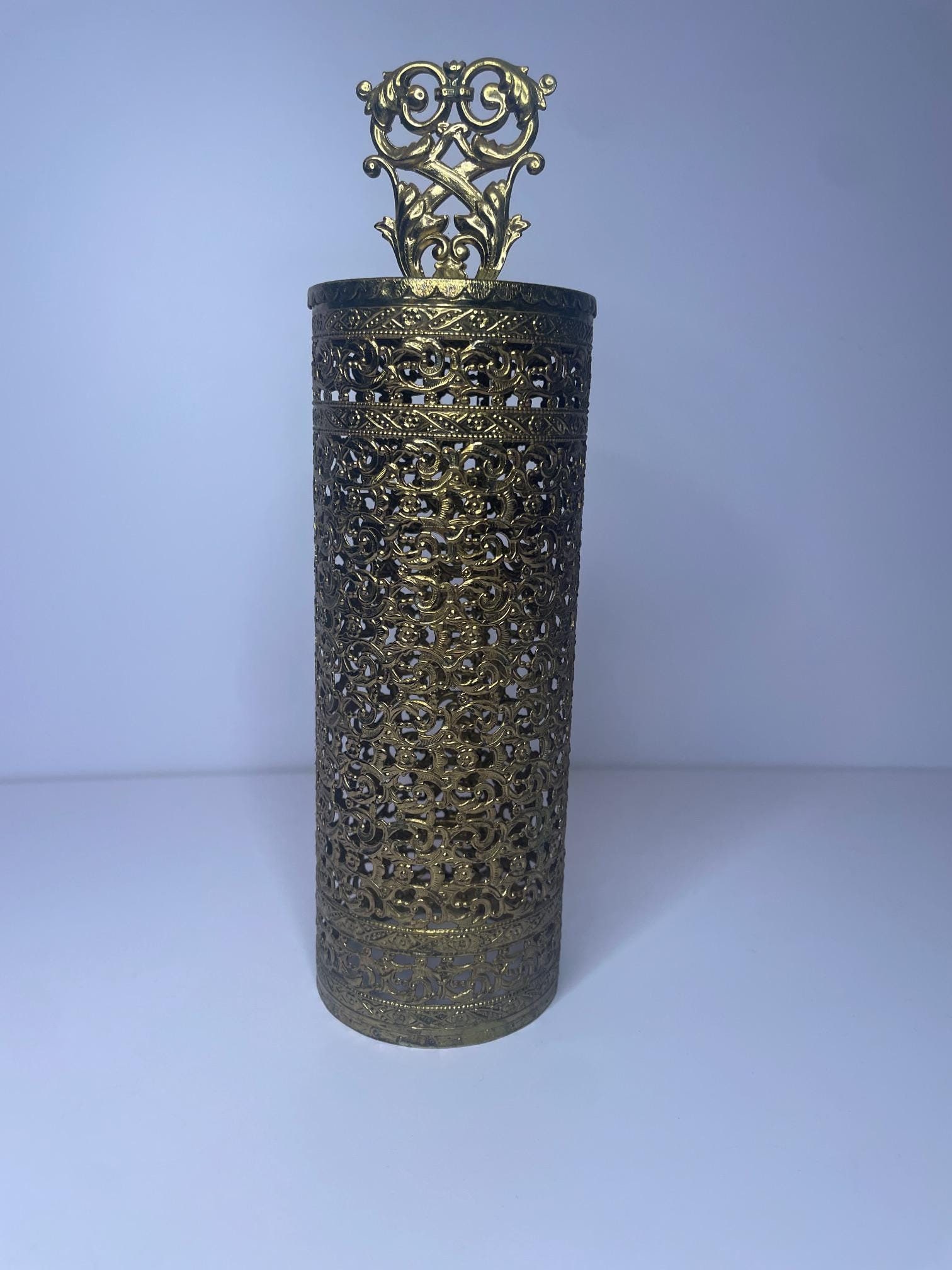 Vintage Gold-tone Intricate Filigree Hairspray Cover - Etsy display picture 2