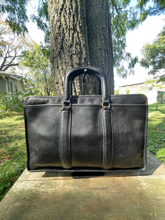 Vintage Black Coach Made in NYC Embassy Briefcase and Brass