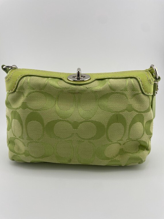 Vintage Y2K Coach Signature Lime Green Mini Bag With Original