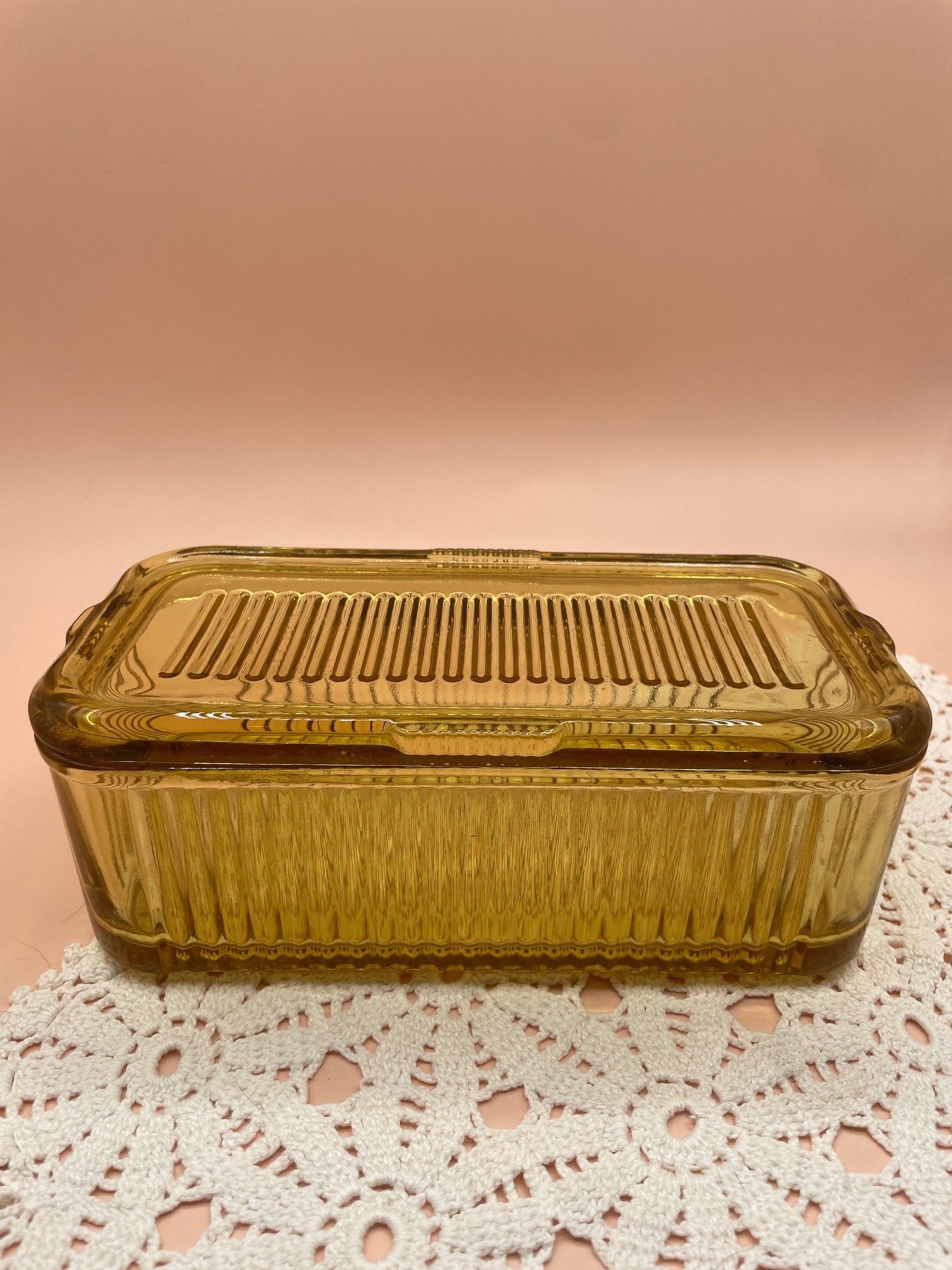 Vintage Federal Glass Refrigerator Box With Lid - Etsy
