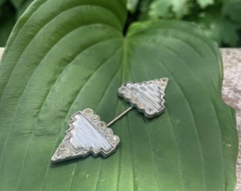 Vintage Art Deco Glass and Rhinestone Hat Pin / Brooch