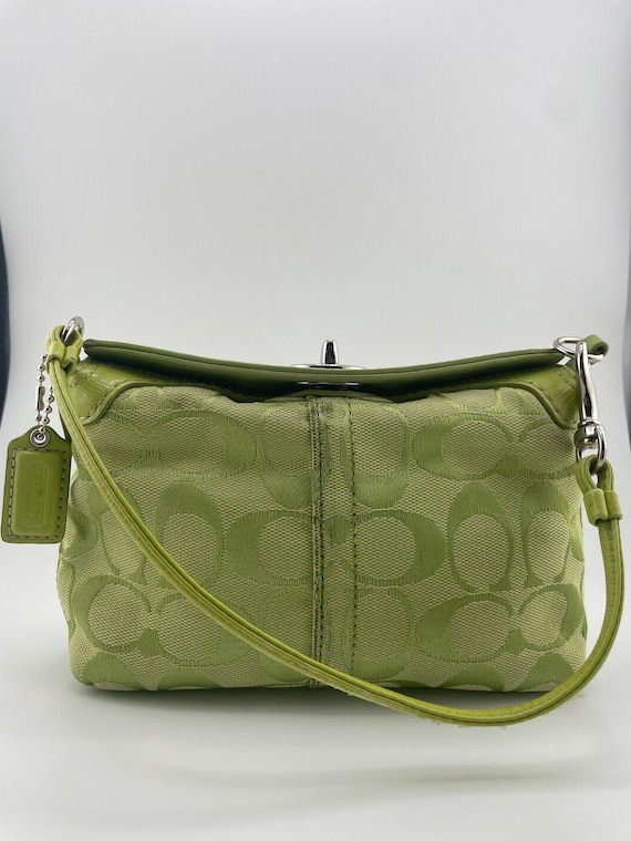 Vintage Y2K Coach Signature Lime Green Mini Bag With Original