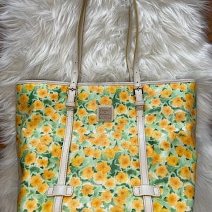 Dooney and Bourke Yellow Flower East West Shopper Bag