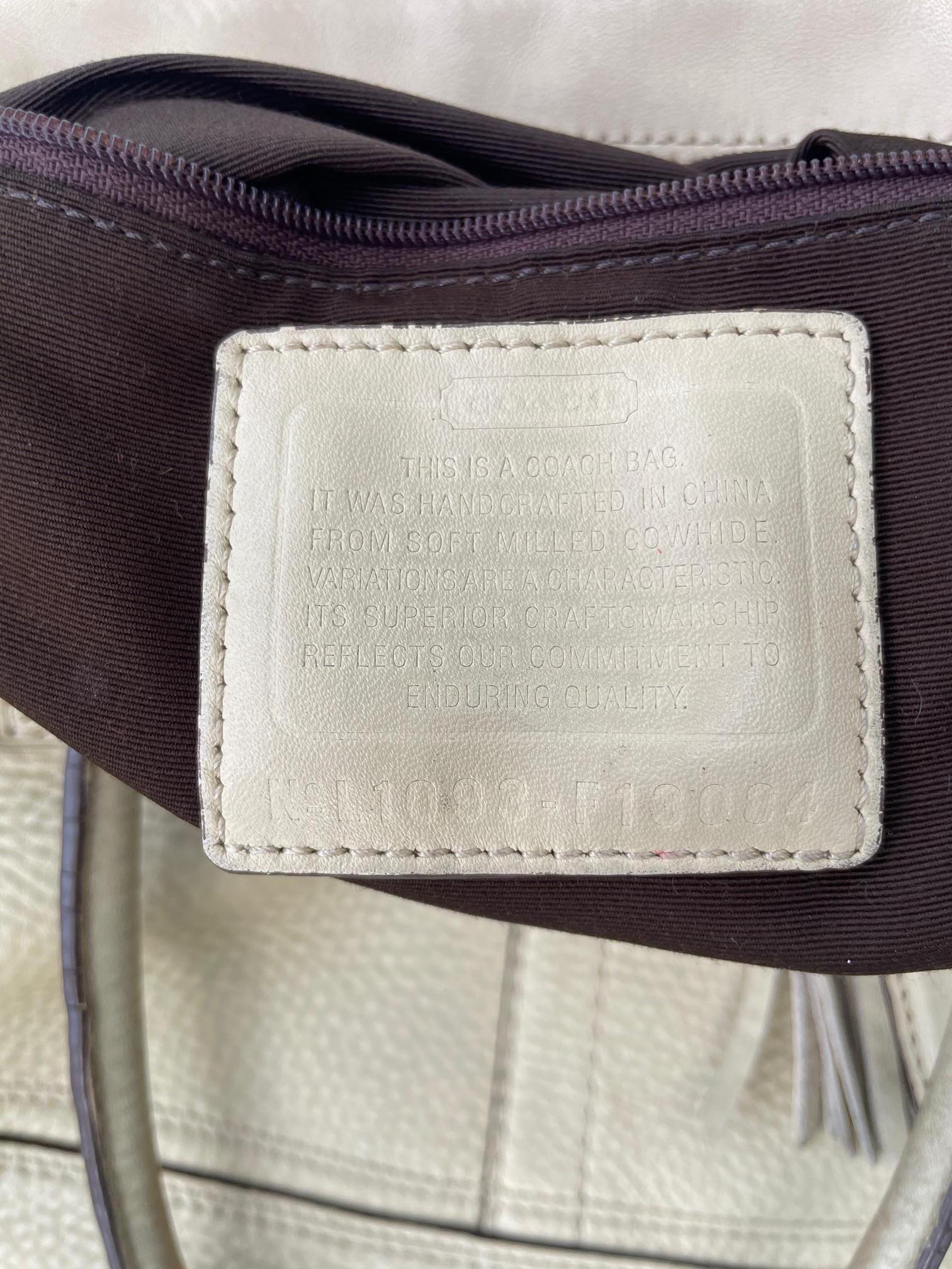 Coach Soho Bone (cream) Pebbled Leather Tote Bag With Nickel