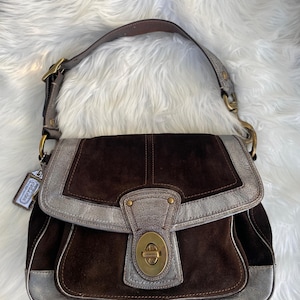 バッグ Coach Suede Signature Slim Flap y2k rare バッグ Coach Suede Signature Slim Flap y2k rare Vintage Y2k