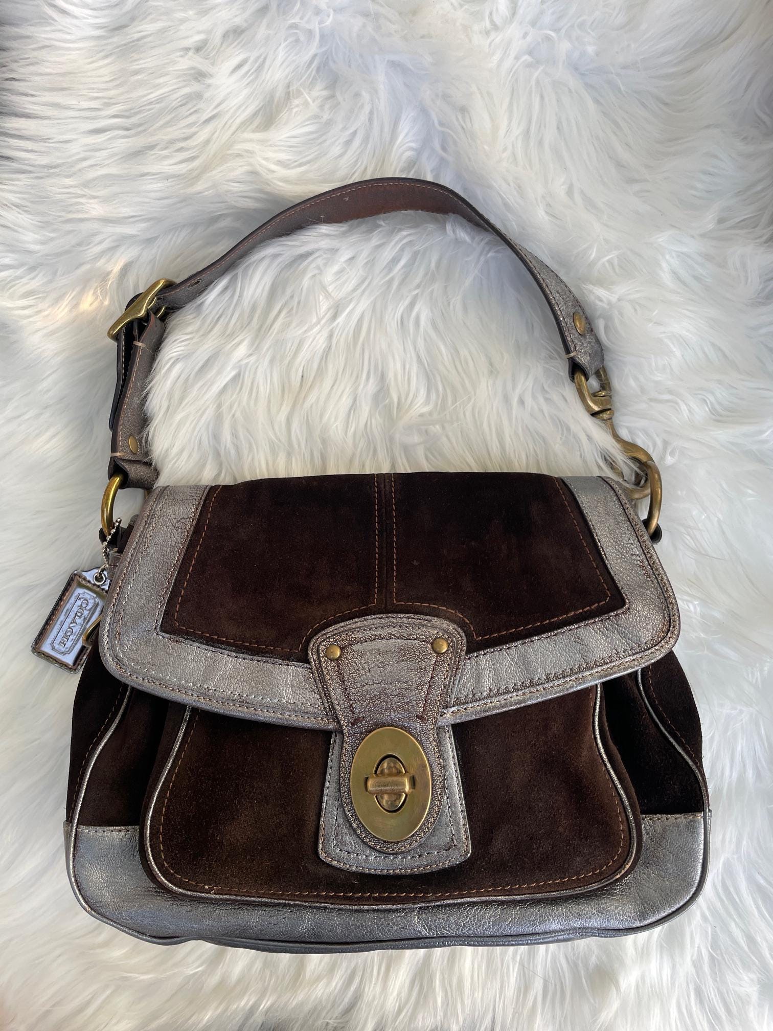Vintage Coach Y2K Legacy Ali Mahogany Suede With Metallic