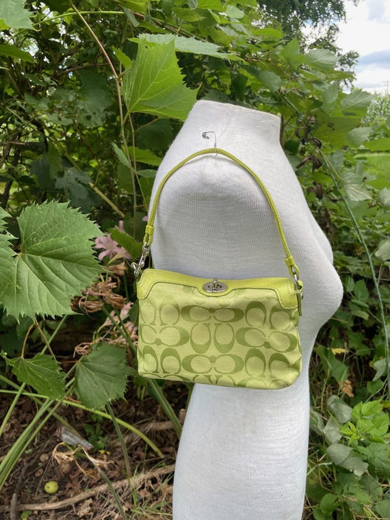 Vintage Y2K Coach Signature Lime Green Mini Bag With Original