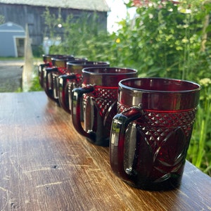 Vintage Ruby Cristal D'Arques Durand Mugs image 1