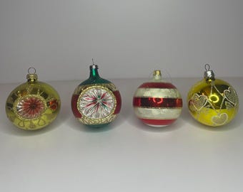 Vintage Glass Ornaments - Sold Separately - Indents, Mercury Glass, Stripes, Glitter