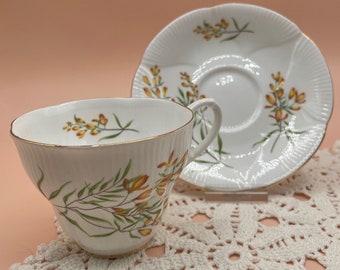 Xícara de chá e pires vintage Shelley England Bone China